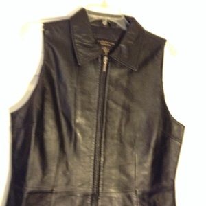 Black leather vest